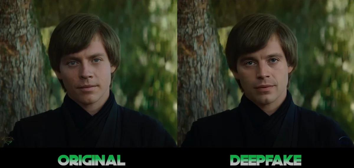 DeepFake: Себастиан Стэн заменил Марка Хэмилла в роли Люка Скайуокера - изображение обложка