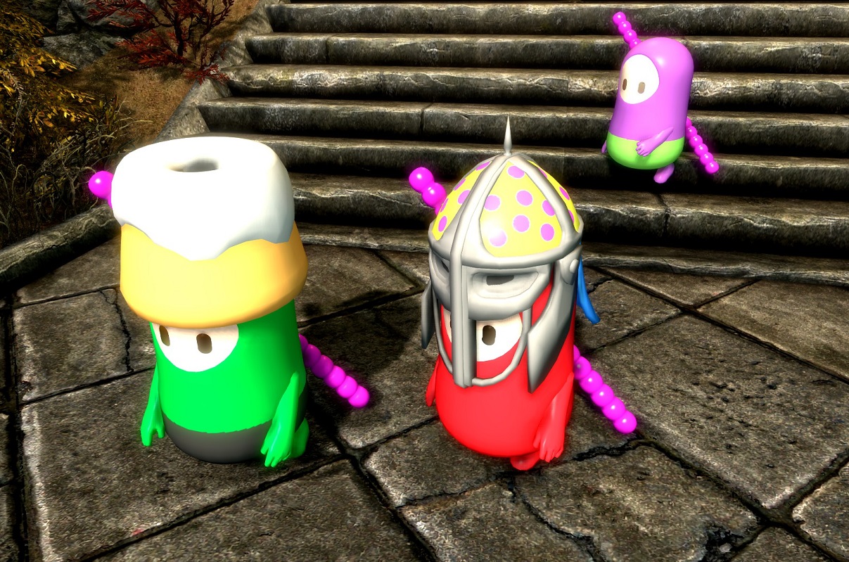 Fall Guys появились в Скайриме. Кроссовер мечты - изображение обложка