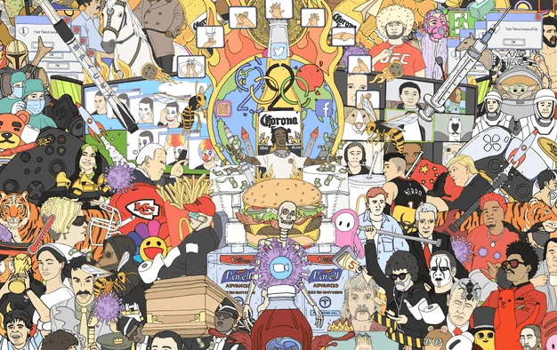 От «Мандалорца» до Билли Айлиш: художник собрал в одном арте главные темы и события 2020 года - изображение обложка