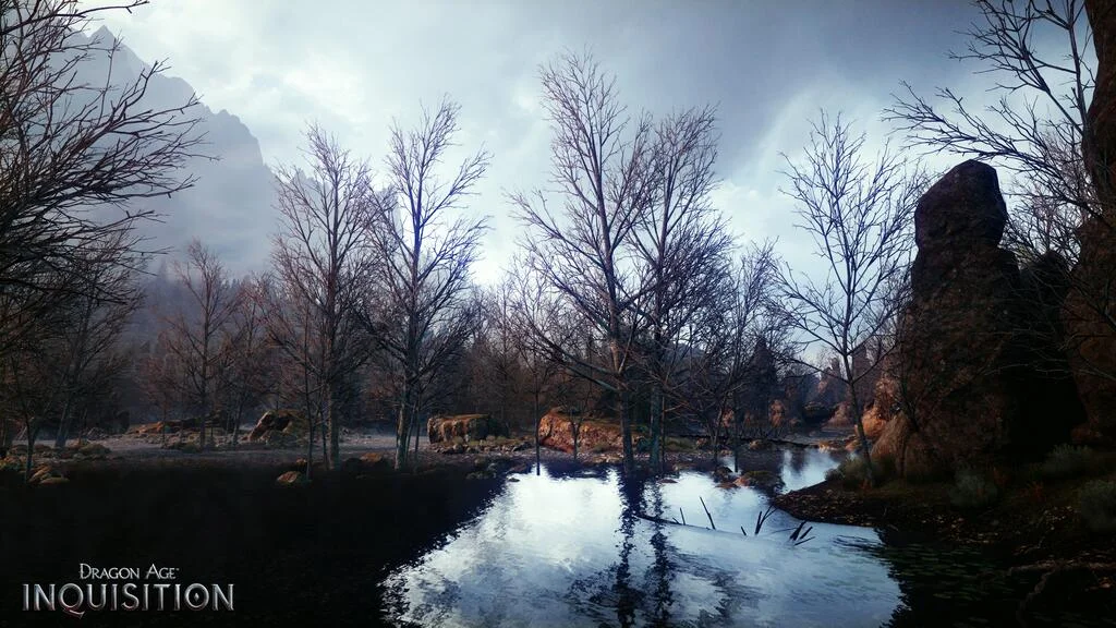 В кадр из новой Dragon Age попал пруд у подножья горы - изображение обложка