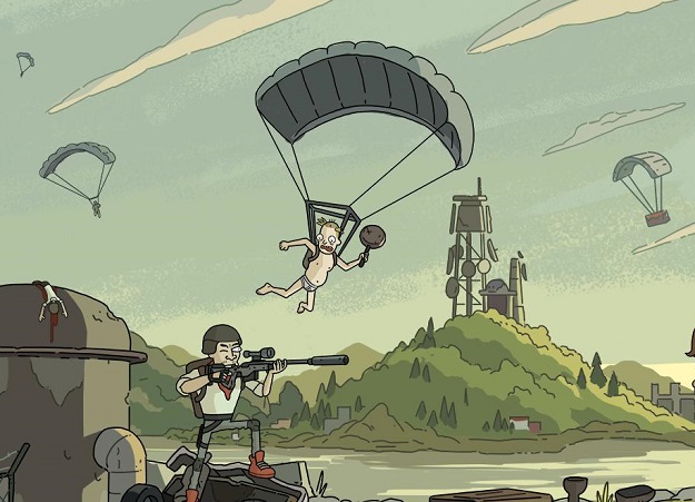 Как бы выглядела PUBG в стиле «Рика и Морти»