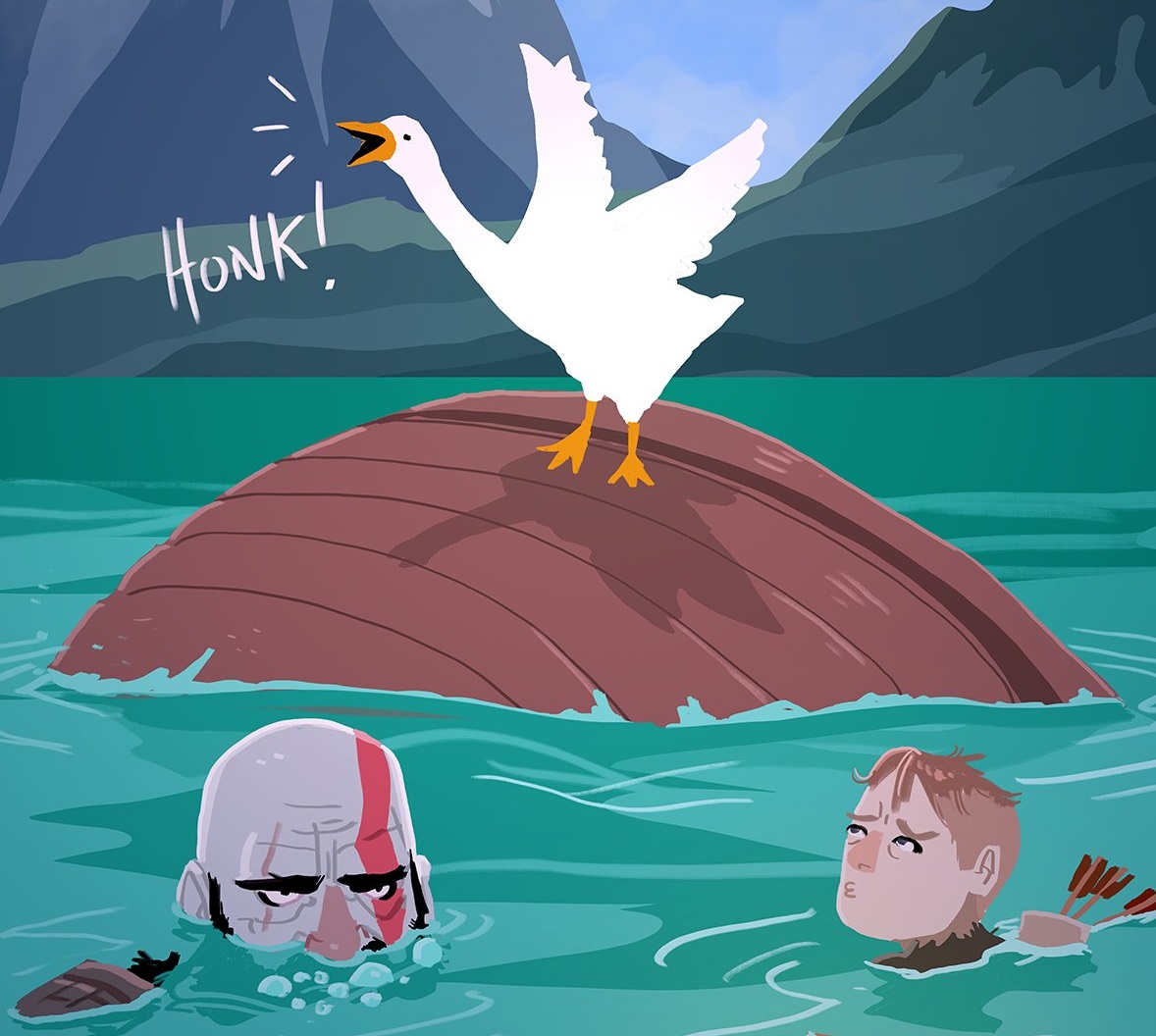 Goose of Tsushima и Days Goose — геймер нарисовал обложки вымышленных DLC для игры про вредного гуся - изображение обложка