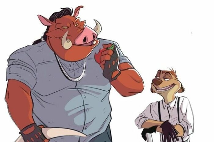 От Тимона и Пумбы до Мушу и Яго: художник показал животных из мультиков в виде человеческих существ - изображение обложка