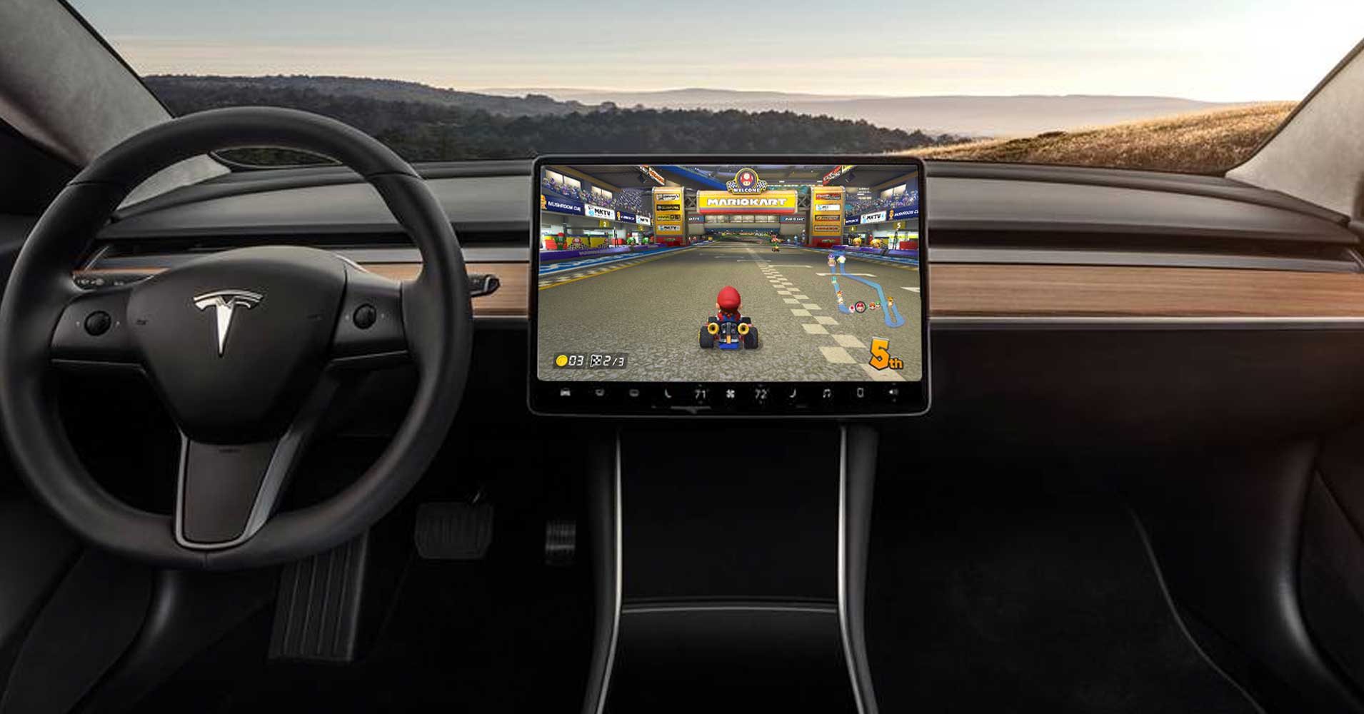Стримеры «покатались» в Mario Kart на Tesla. В ответ Маск пообещает добавить еще больше игр - изображение обложка