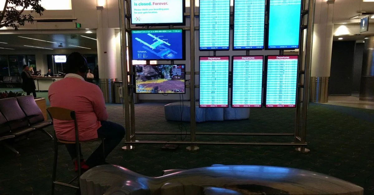 Скучающий геймер подключил к монитору в аэропорту Портленда PS4 и стал играть в Apex Legends - изображение обложка