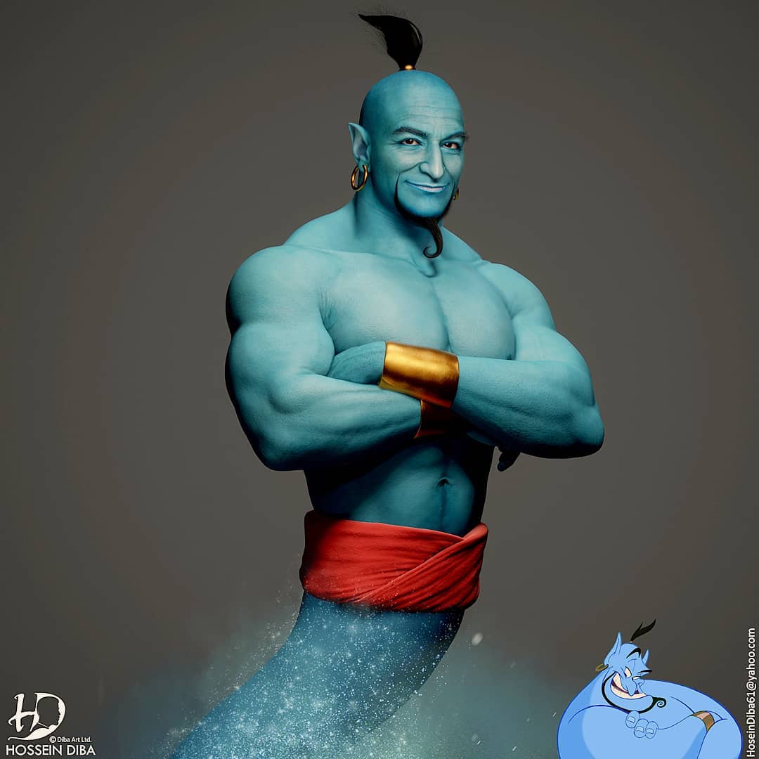 Художник показал реалистичного Джинна из мультфильма «Аладдин» - изображение обложка