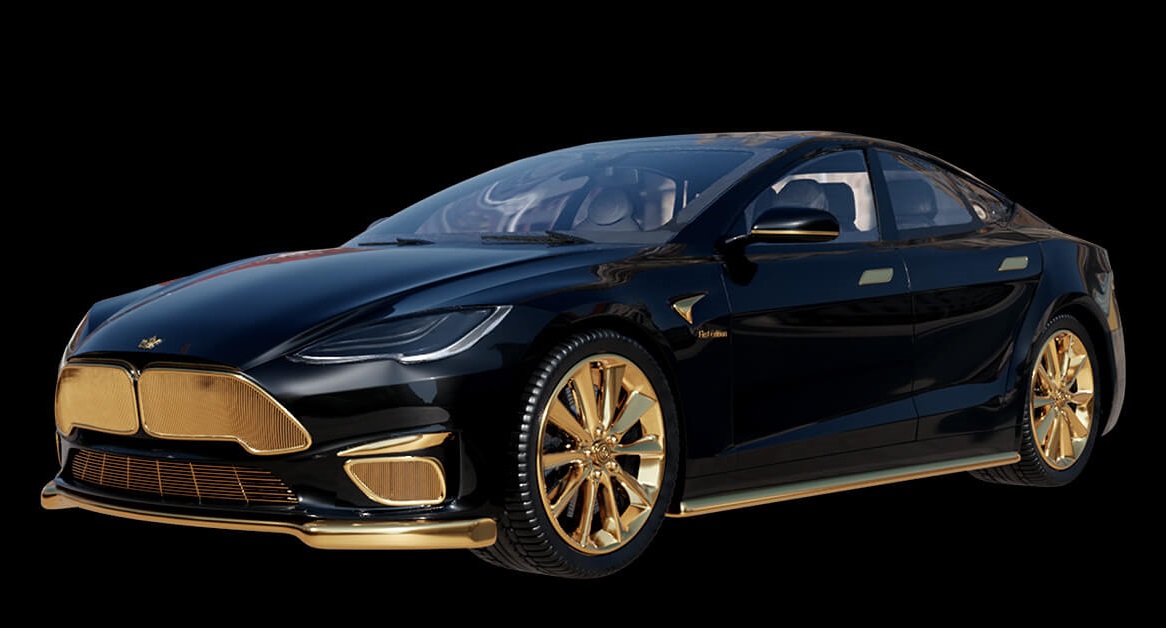 В России представлена позолоченная Tesla Model S за 22,5 млн рублей