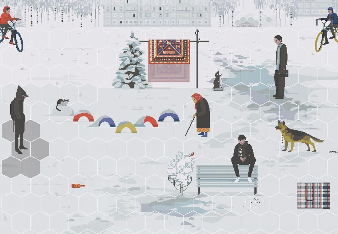 Художница рисует Россию в стиле пиксель-арт. Есть даже пародия на «Героев 3» - изображение обложка