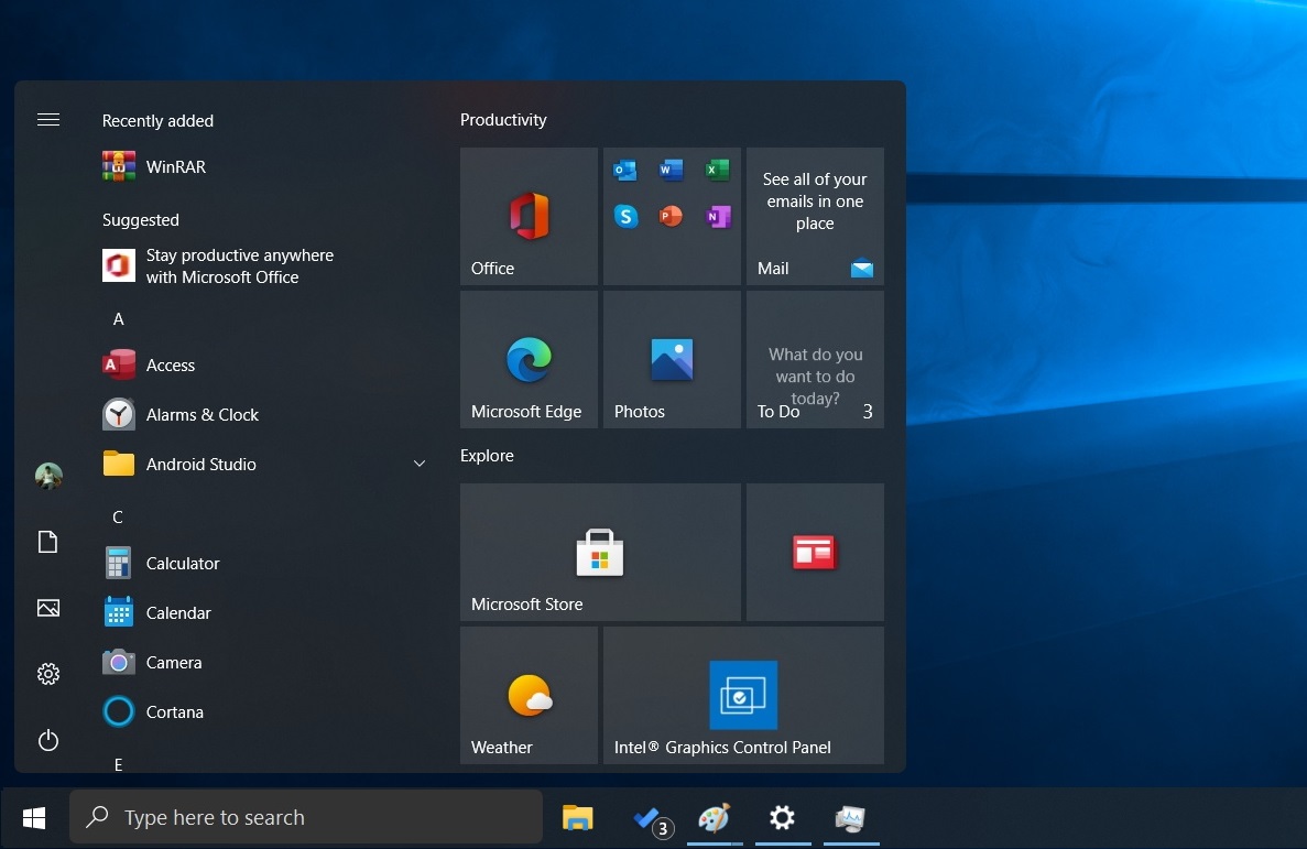 Осеннее обновление Windows 10 визуально отделит Центр уведомлений с меню «Пуск» от панели задач