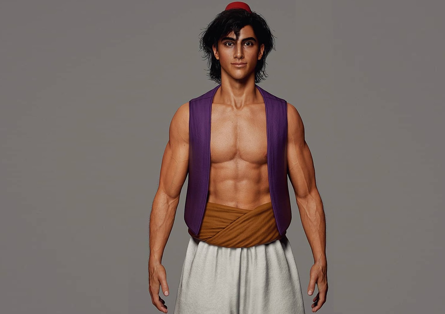 Художник показал реалистичного Аладдина из мультфильма Disney. Получился качок - изображение обложка