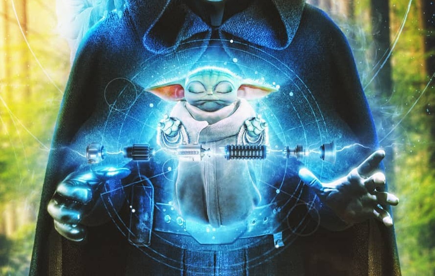 «Мандалорец»: художник показал постер с Люком Скайуокером и Грогу, собирающим световой меч - изображение 1