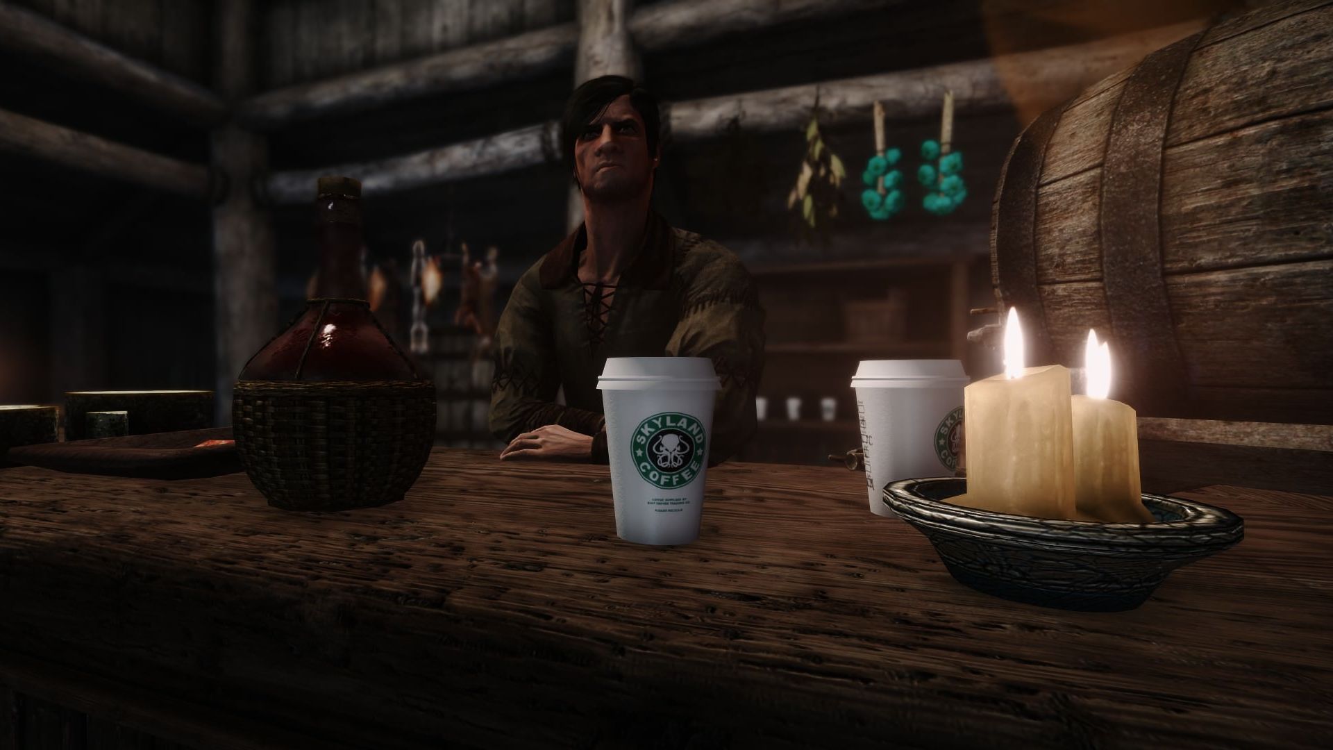После «Игры престолов» публика стала требовать мода для Skyrim с кофейным стаканчиком. А вот и он!