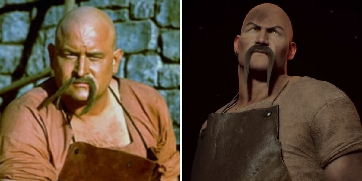 Обложка: кузнец из фильма «Армия тьмы» (слева) и из игры (справа)