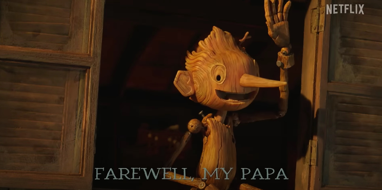 Обложка: кадр из трейлера «Пиноккио Гильермо дель Торо» (2022)