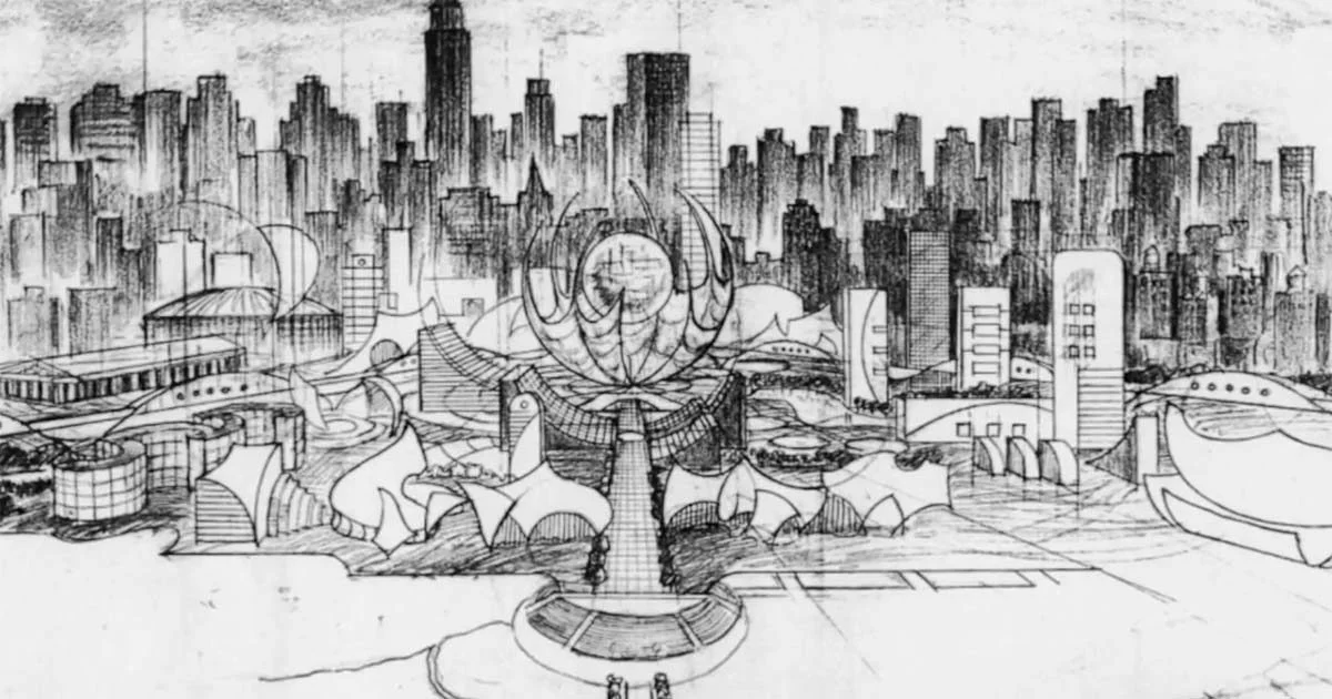 Обложка: концепт-арт «Мегалополиса» Фрэнсиса Форда Копполы