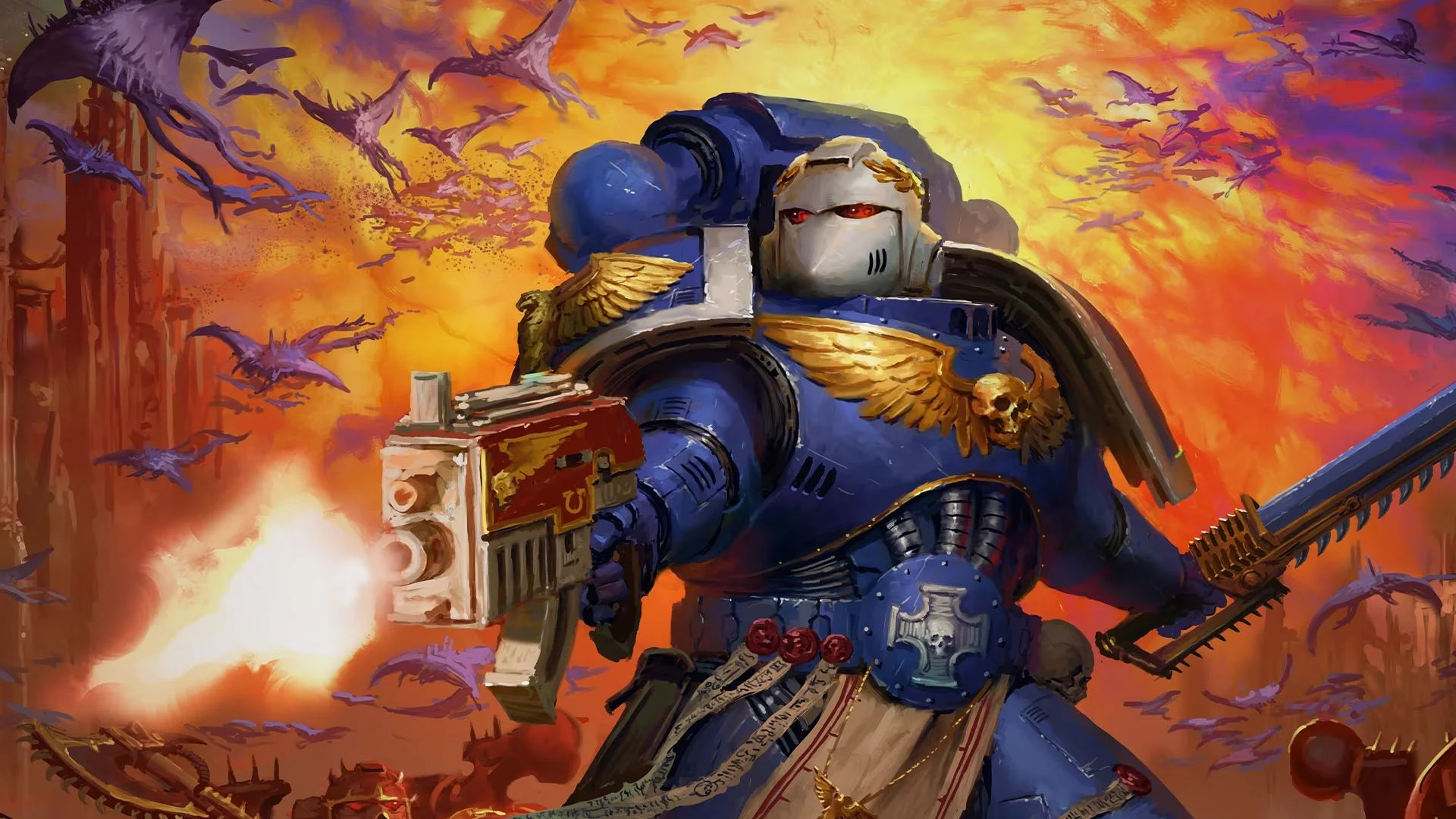 Обложка: арт из Warhammer 40000: Boltgun