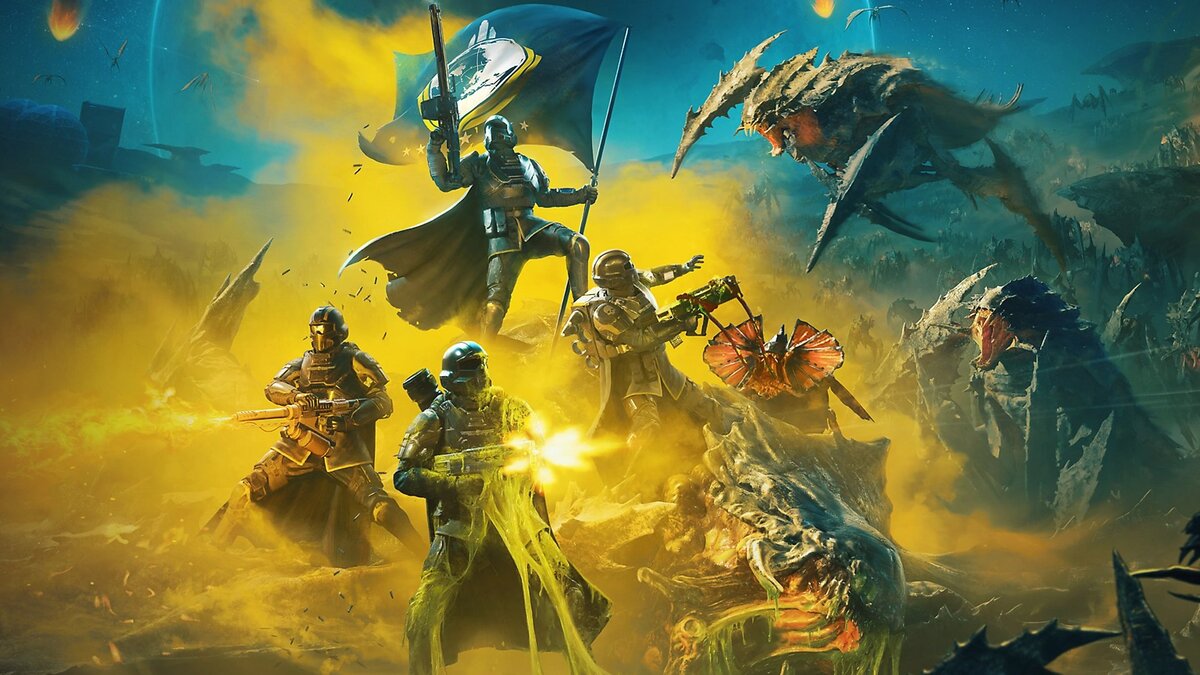 Обложка: постер игры Helldivers 2