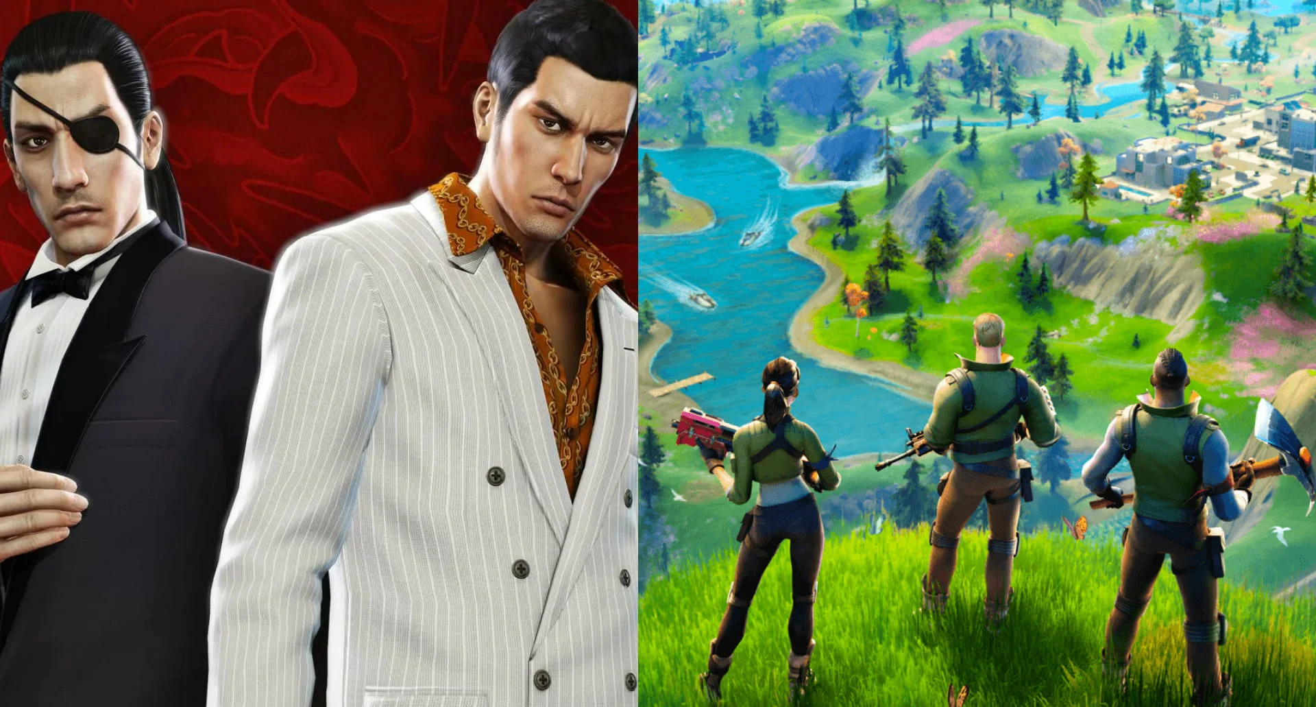 Обложка: постер Yakuza 0 и Fortnite