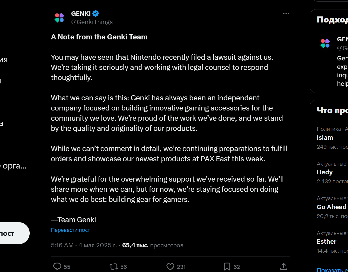 Nintendo подала в суд на компанию Genki за «незаконное использование бренда Switch» - фото 1