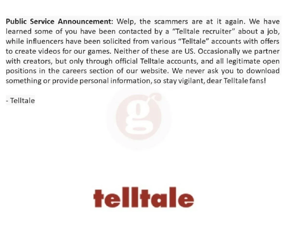 Мошенники начали использовать имя Telltale Games для обмана игроков - фото 1