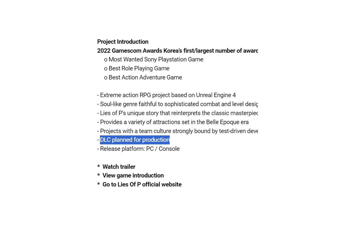 Создатели Lies of P упомянули дополнение для игры - фото 1