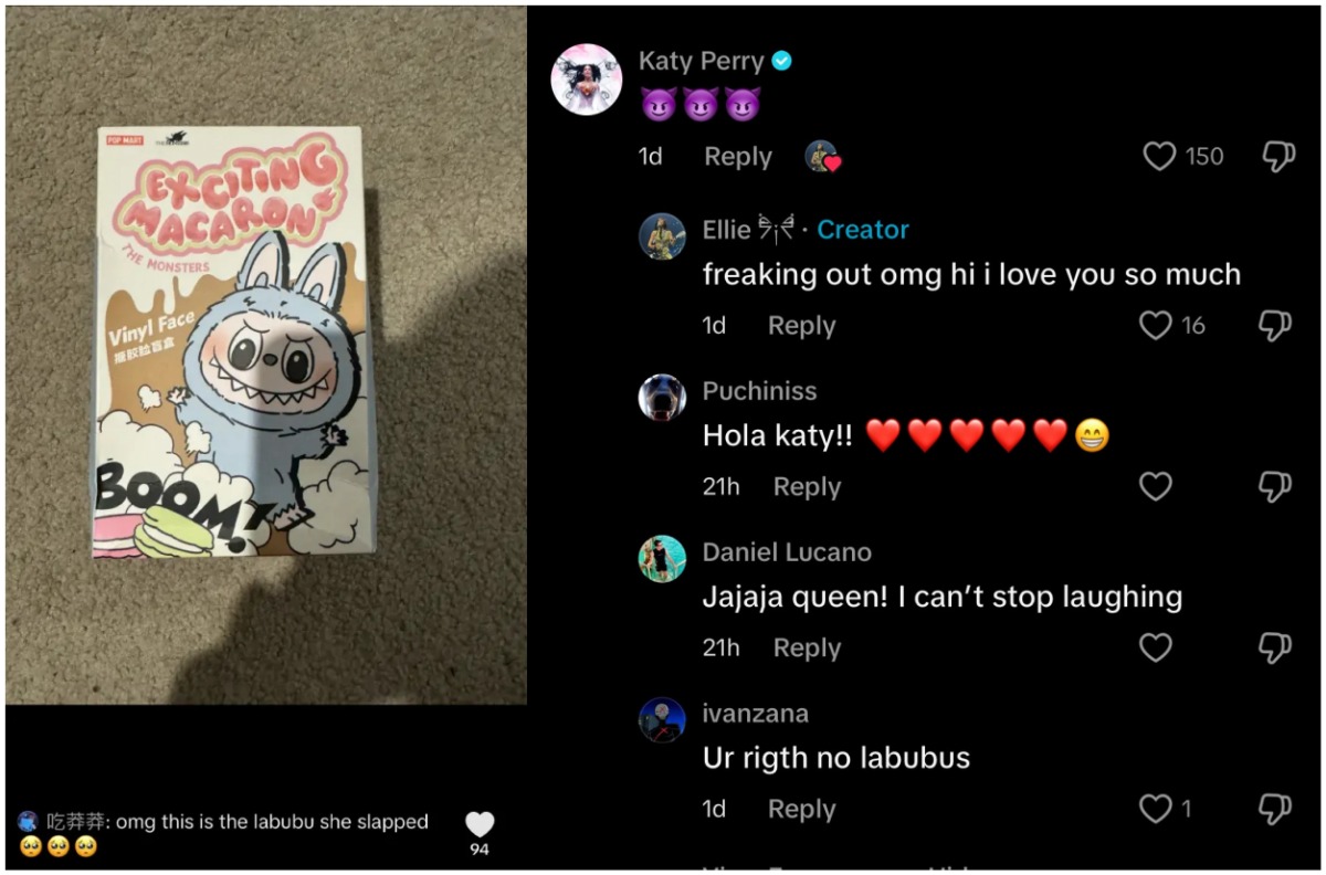 Кэти Перри выбила куклу Labubu из рук фаната во время концерта — момент попал на видео - фото 1