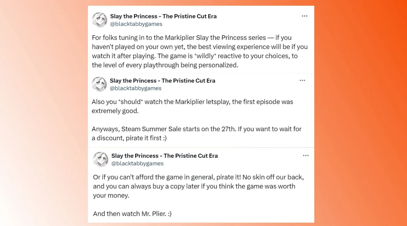 Авторы Slay the Princess вновь призвали пиратить игру после роликов Markiplier - фото 2