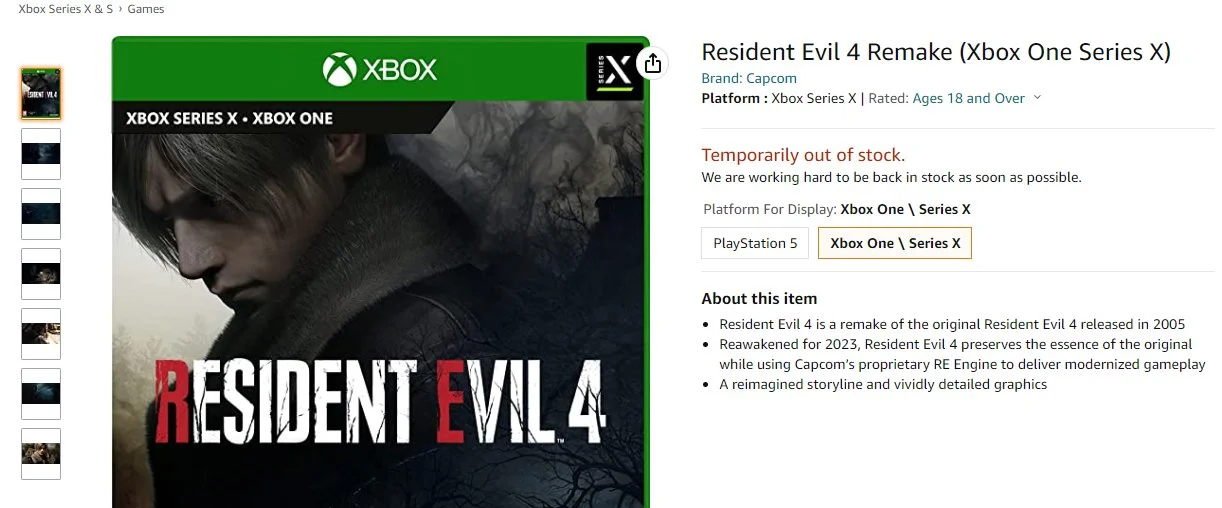 Ремейк Resident Evil 4 для Xbox One засветился на