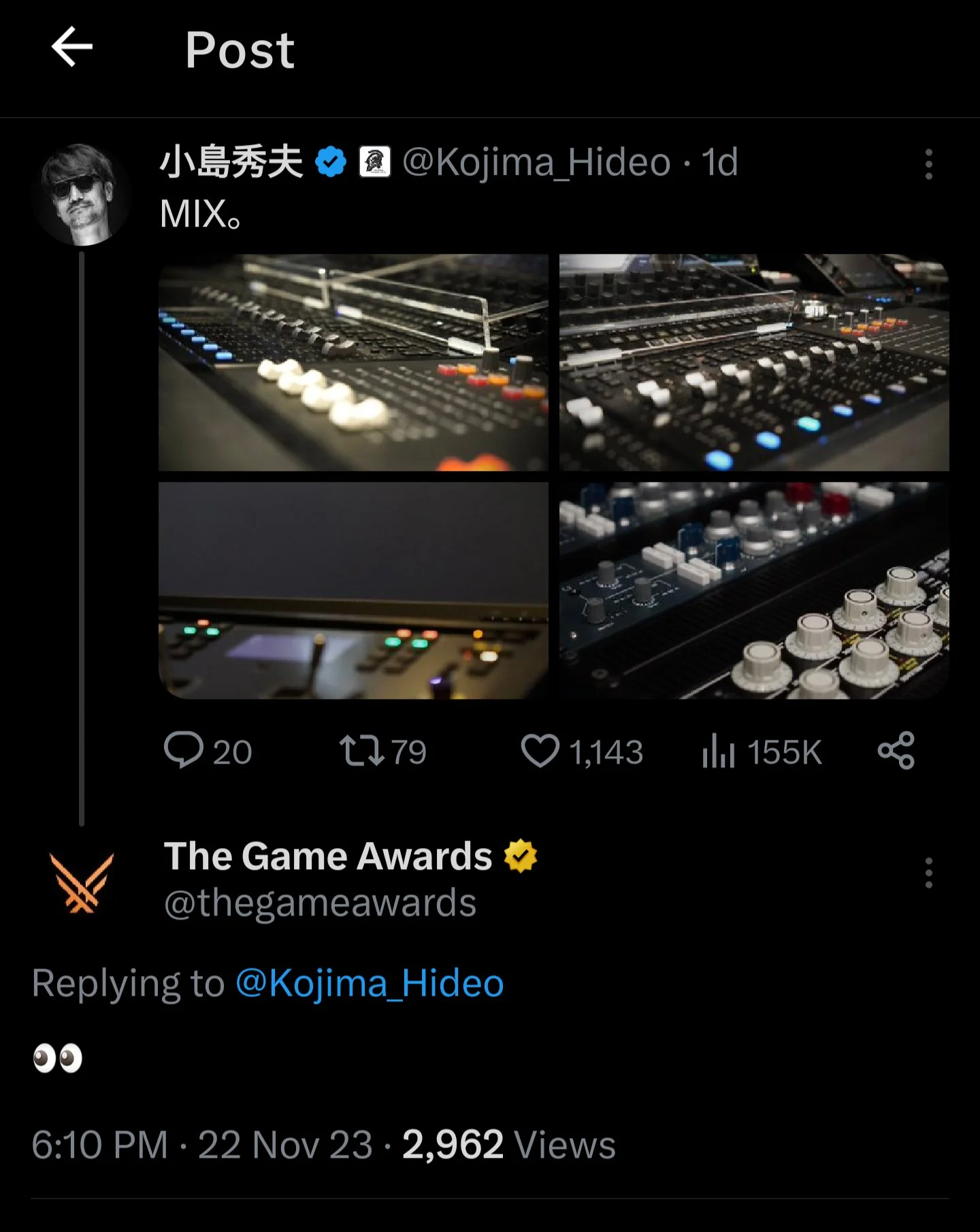 Аккаунт The Game Awards намекнул на показ игры Хидэо Кодзимы на церемонии - фото 1