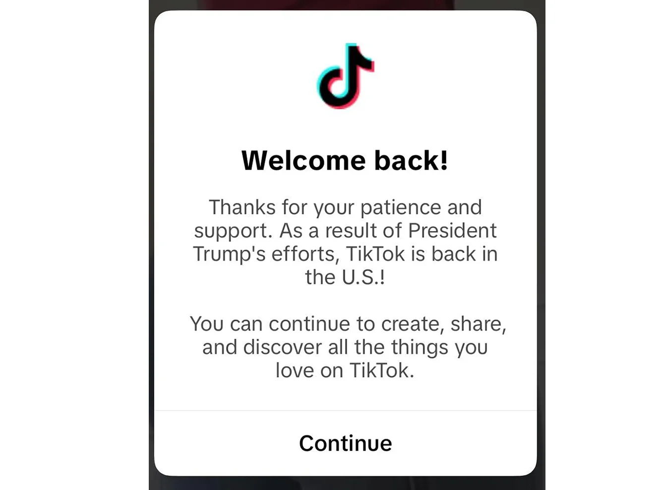 TikTok вернулся к работе в США - изображение 1 TikTok вернулся к работе в США - фото 1