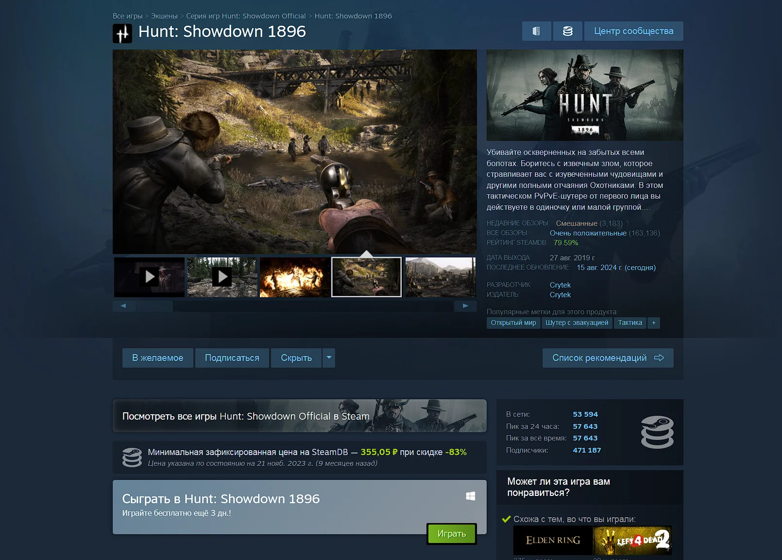 Hunt: Showdown 1896 стала временно бесплатной в Steam - фото 1