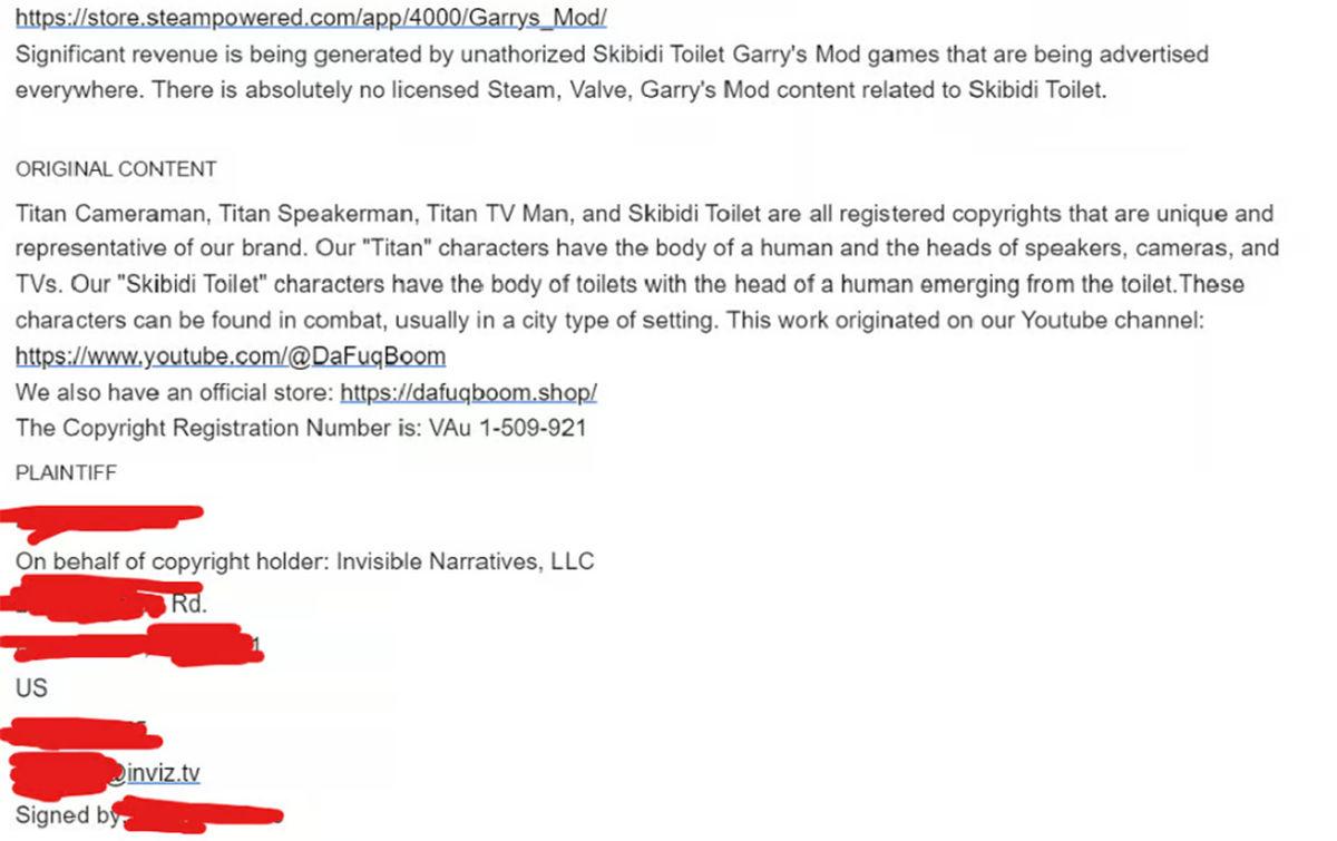 Создателю Garryʼs Mod пришёл страйк от студии Майкла Бэя из-за «Скибиди-туалетов» - изображение 1 Создателю Garryʼs Mod пришёл страйк от студии Майкла Бэя из-за «Скибиди-туалетов» - фото 1