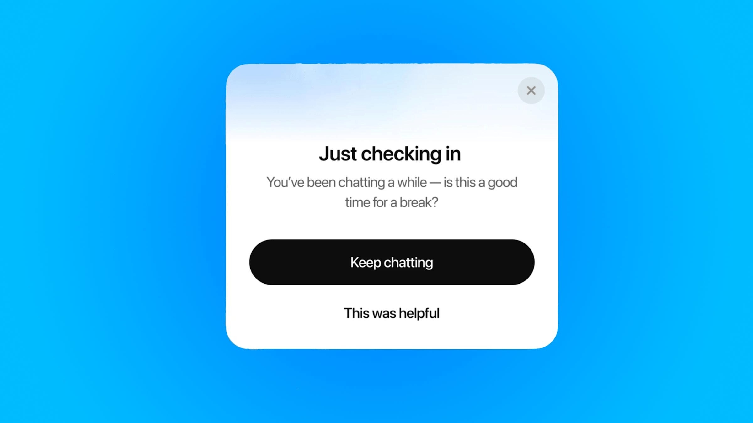 ChatGPT будет предлагать пользователям «прерваться» в случае слишком долгих сессий - изображение 1 ChatGPT будет предлагать пользователям «прерваться» в случае слишком долгих сессий - фото 1