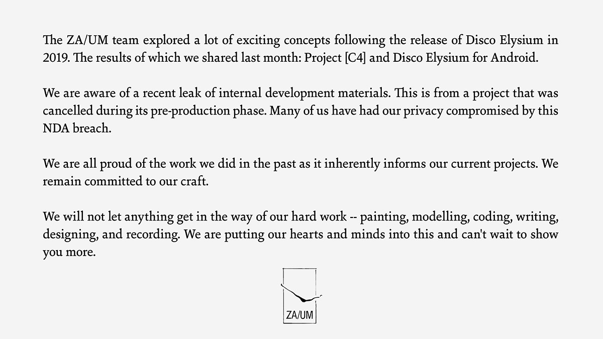 Авторы Disco Elysium отреагировали на утечку презентации отменённого спин-оффа - изображение 1 Авторы Disco Elysium отреагировали на утечку презентации отменённого спин-оффа - фото 1