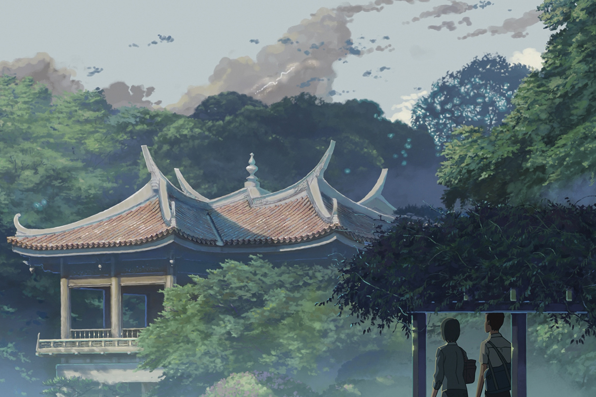 Используемые в аниме фоны основаны на фотографиях, сделанных в парке Синдзюку-Гёэн
Источник: CoMix Wave Films