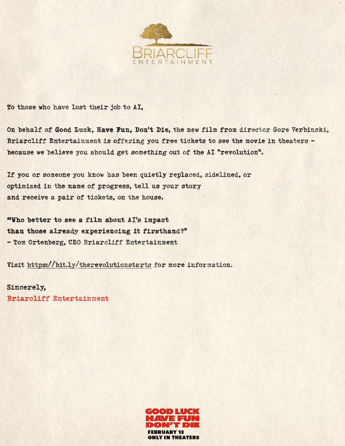 Анонс акции от создателей фильма