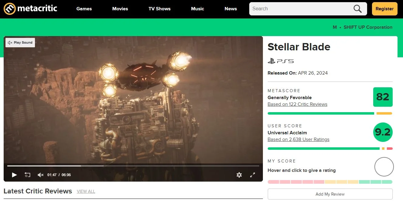 Stellar Blade стала самой высокооцененной игрой для PS5 среди юзеров Metacritic - фото 1
