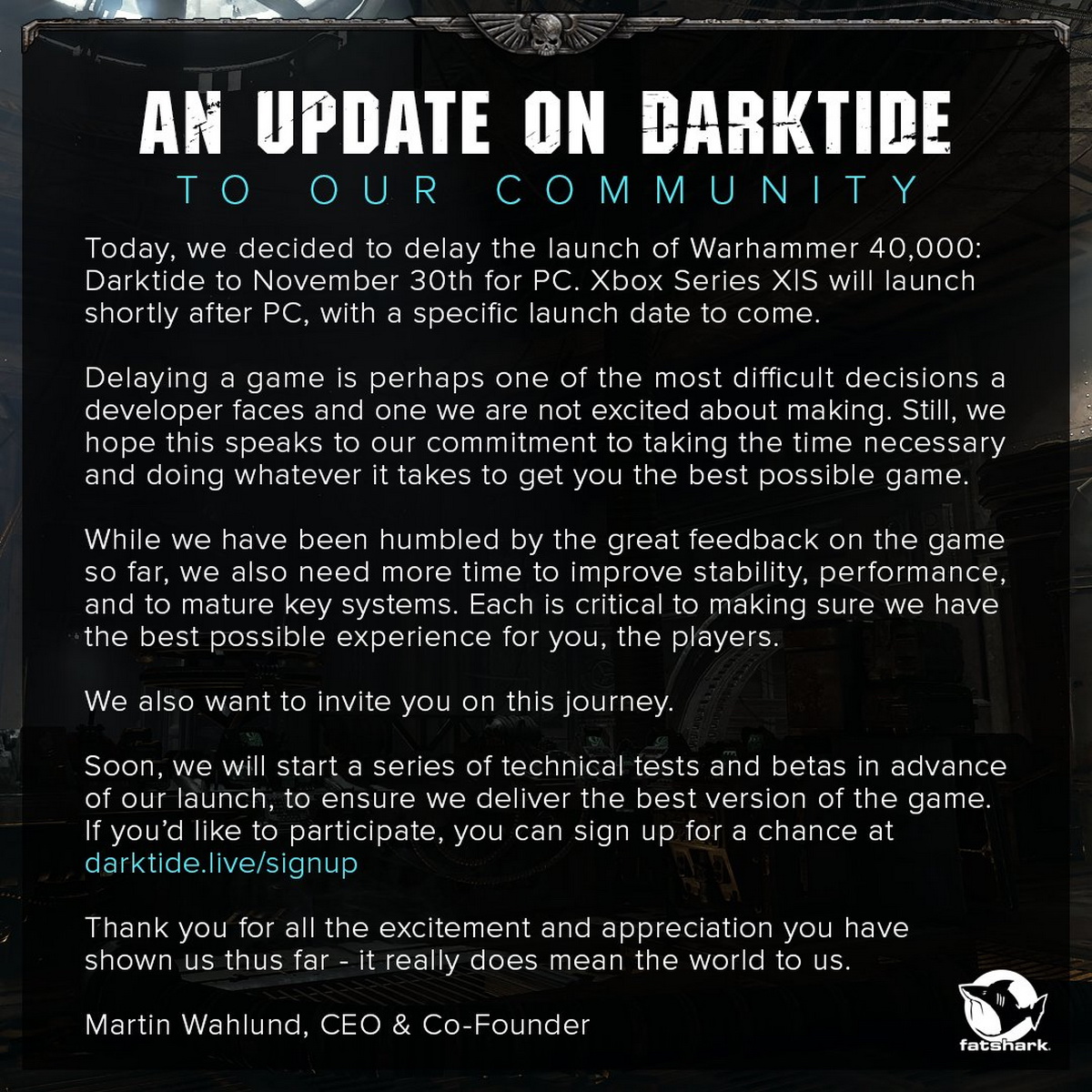 Создатели Warhammer 40K: Darktide объявили о переносе игры на 30 ноября - фото 1