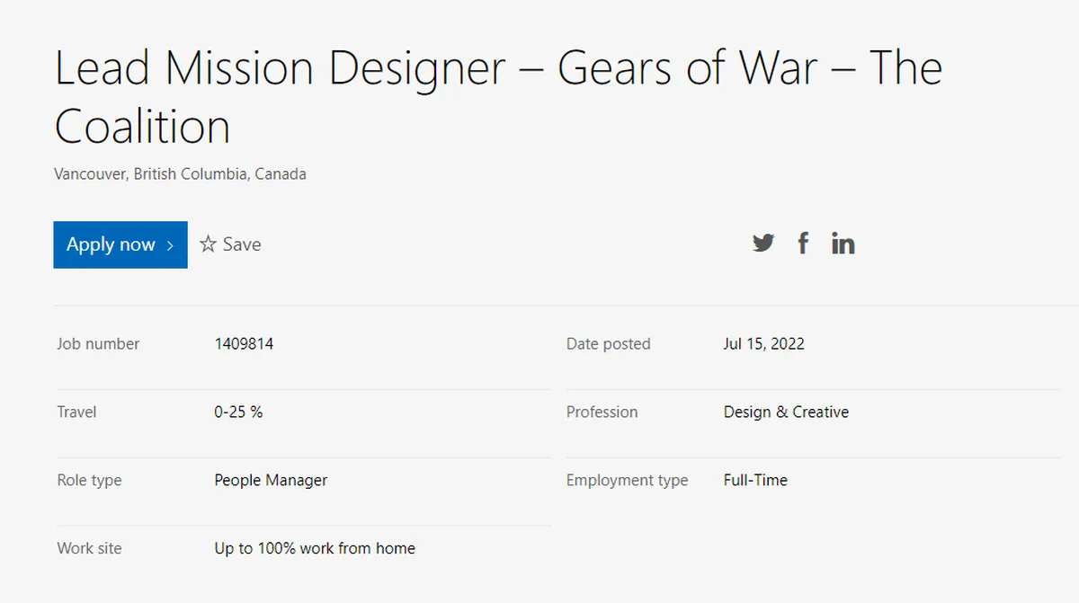 В вакансии ведущего дизайнера миссий нашли намёк на разработку Gears 6 - фото 1
