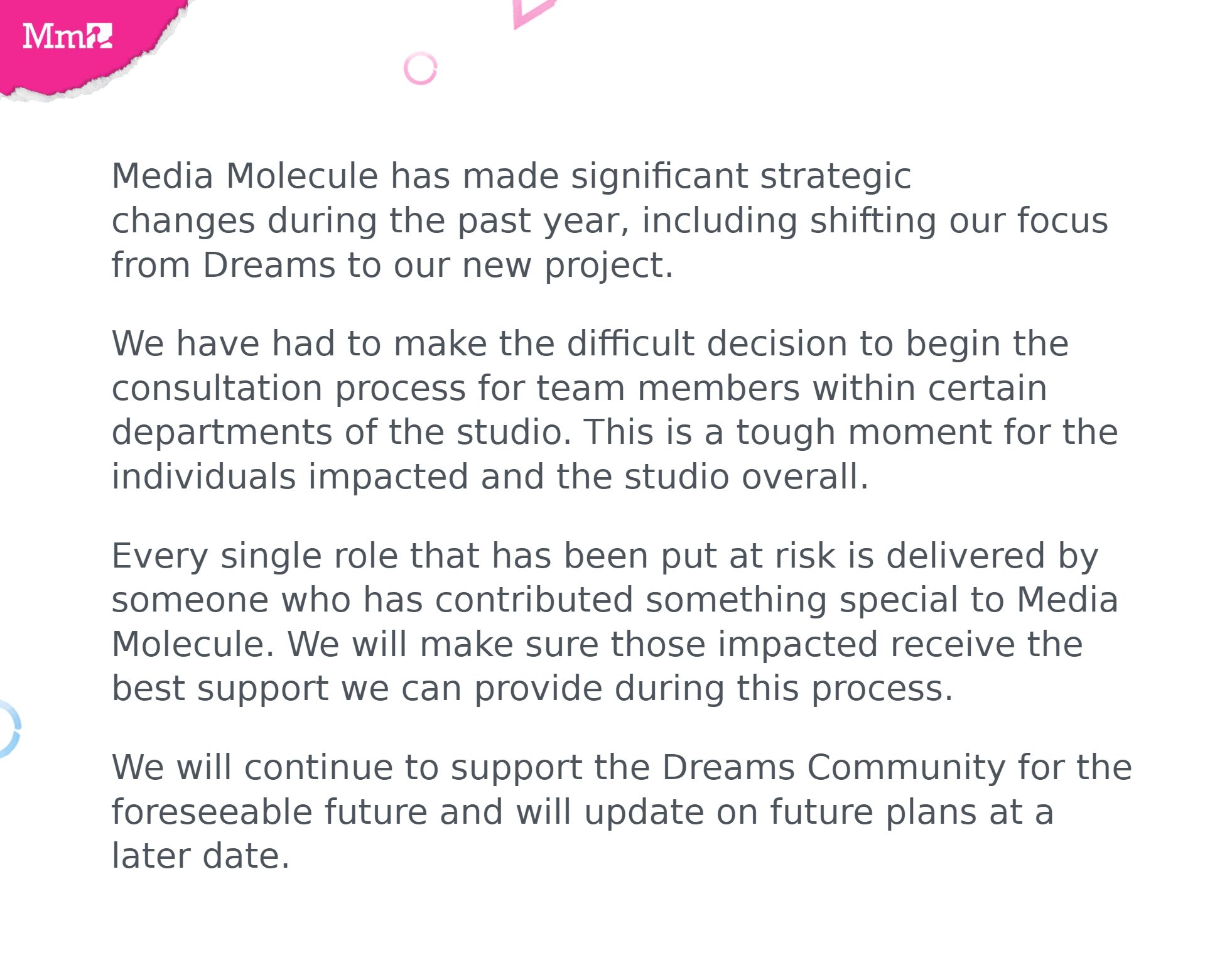 Авторы LittleBigPlanet и Dreams подтвердили сокращение штата - изображение 1 Авторы LittleBigPlanet и Dreams подтвердили сокращение штата - фото 1