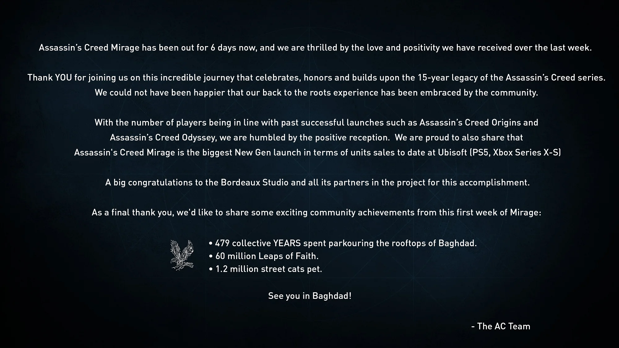 Ubisoft рассказала об успешном старте Assassinʼs Creed Mirage - фото 1