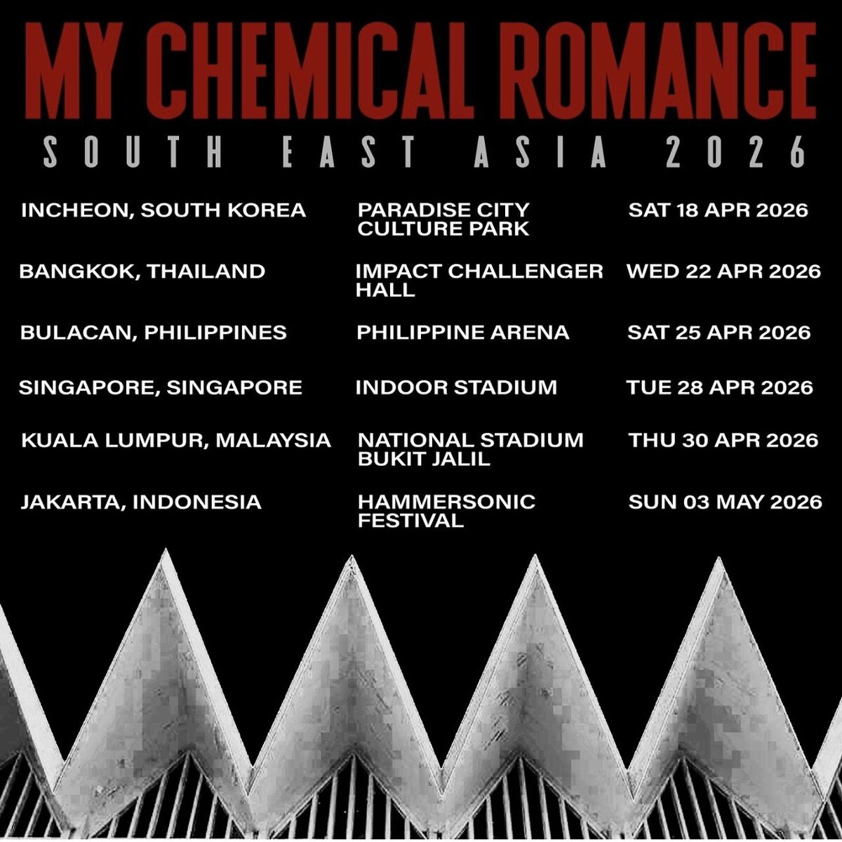 My Chemical Romance возвращаются в Азию с туром 2026 года — впервые за 10 лет - фото 1