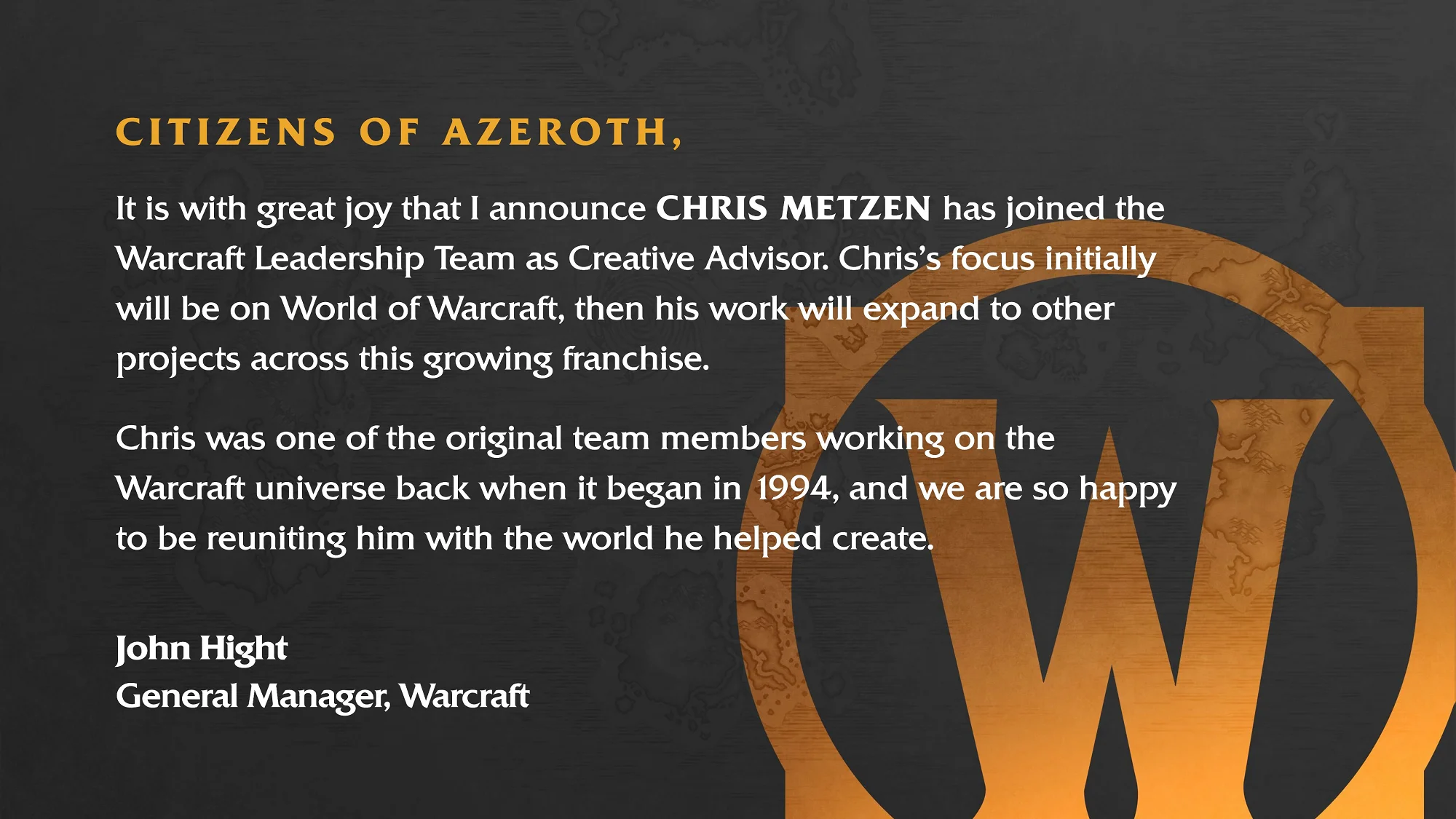 Крис Метцен вернулся в Blizzard Entertainment - фото 1