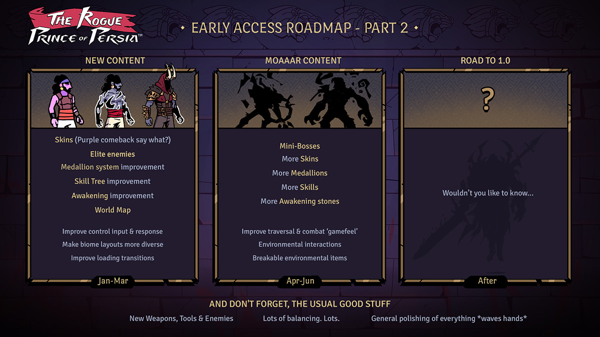 Создатели The Rogue Prince of Persia опубликовали дорожную карту развития игры - изображение 1 Создатели The Rogue Prince of Persia опубликовали дорожную карту развития игры - фото 1