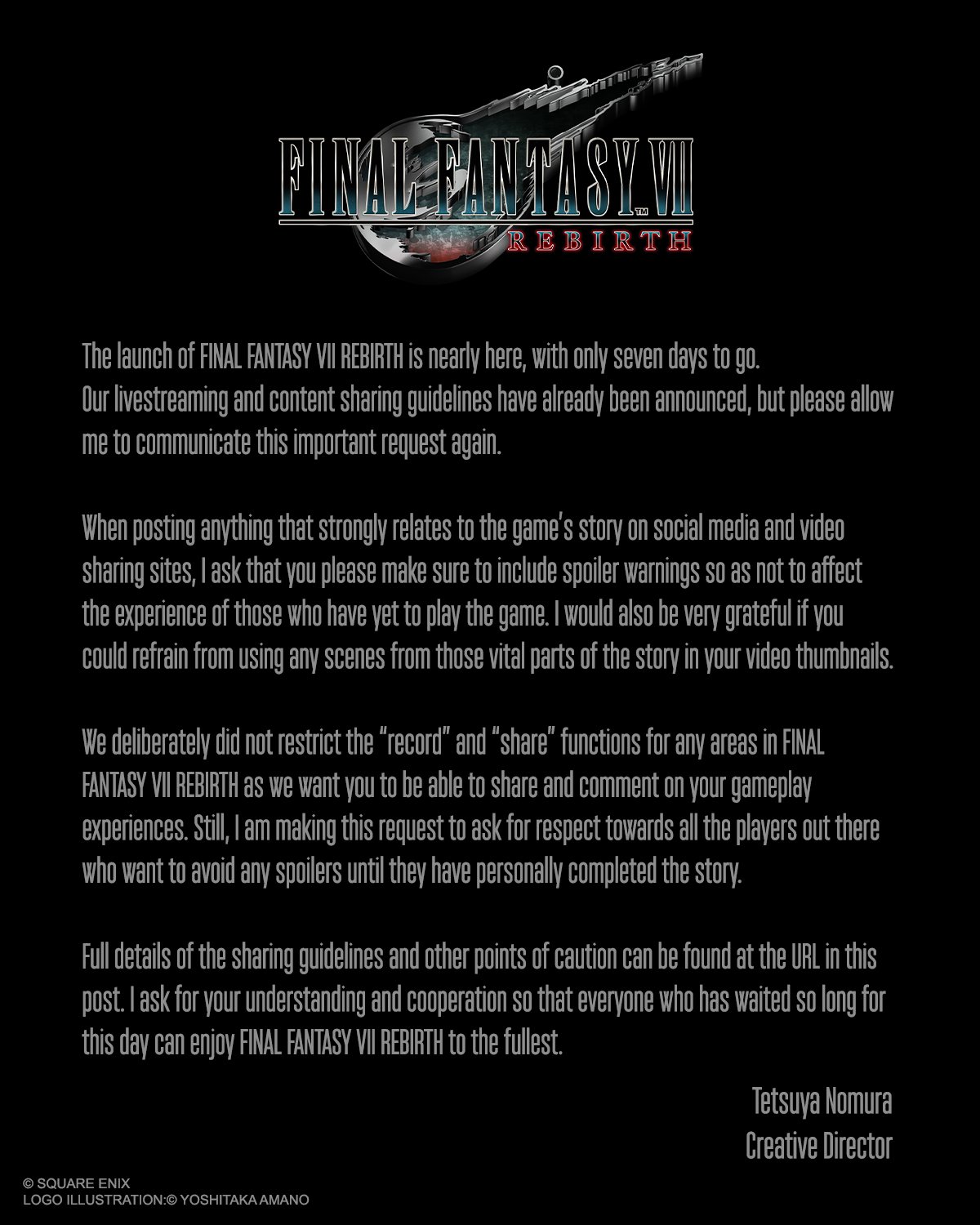 Креативный директор Final Fantasy 7 Rebirth попросил игроков не спойлерить сюжет - фото 1