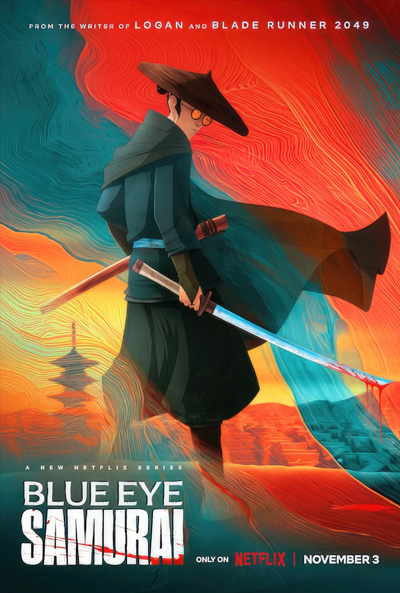 Netflix поделился постером мультсериала Blue Eye Samurai от сценариста «Логана» - фото 1