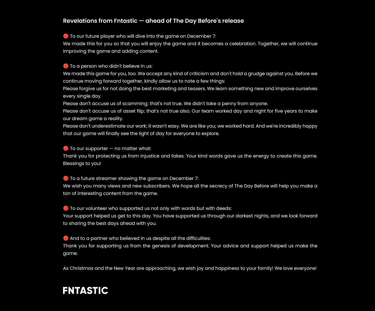 Авторы The Day Before обратились к поклонникам и хейтерам - фото 1