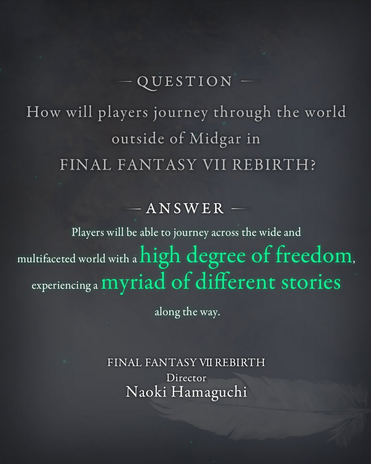 Геймдиректор Final Fantasy 7 Rebirth рассказал о свободе за пределами Мидгара - фото 1