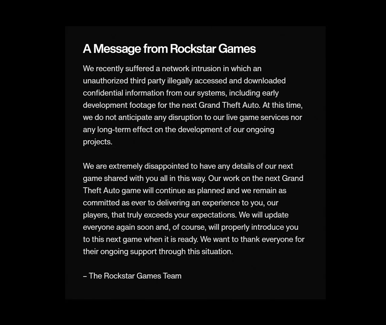 Rockstar Games отреагировала на утечку данных по GTA VI - фото 1