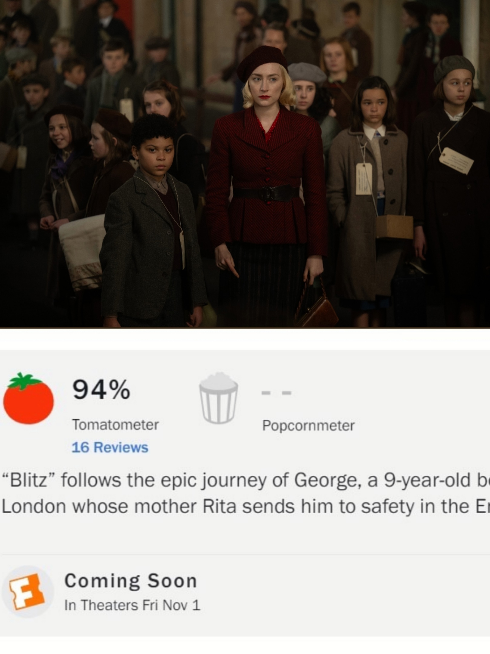 Драма «Блиц» с Сиршей Ронан в главной роли удостоилась высоких оценок критиков - изображение 1 Драма «Блиц» с Сиршей Ронан в главной роли удостоилась высоких оценок критиков - фото 1